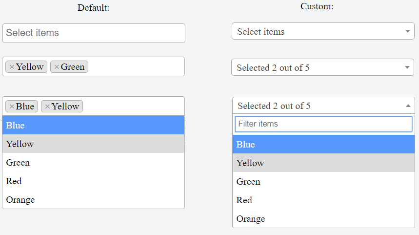 Custom multiple select